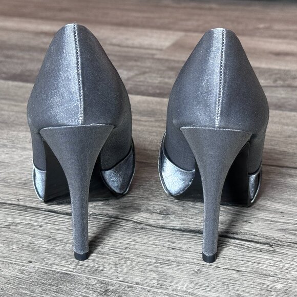 Lulu Townsend Daniell Pewter Shimmer Fabric Formal Dress Heels - Picture 7 of 13